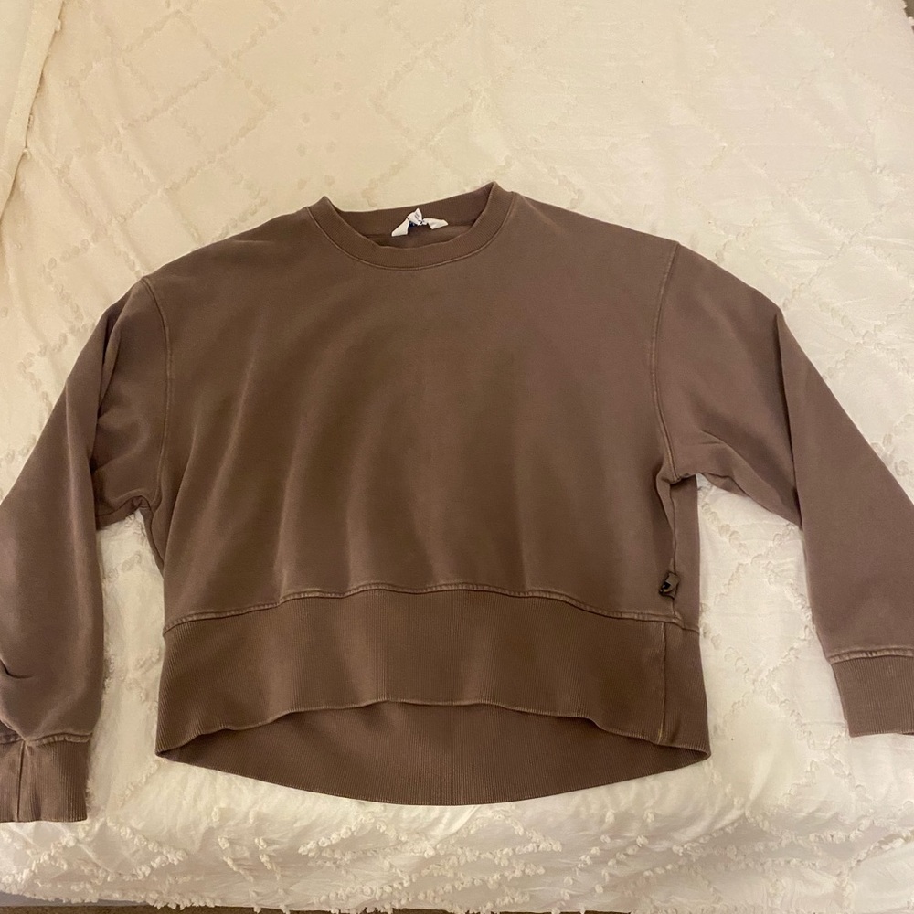 Brown Cropped Crewneck Sweater